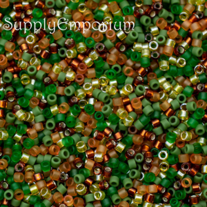 11/0 Miyuki Delica bead mix Turning Leaves Mix73 green orange brown mixed seed beads autumn tones