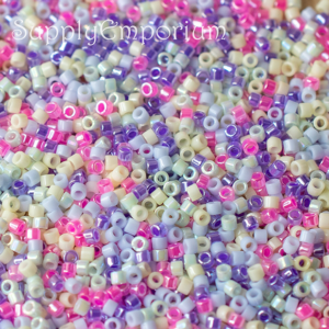 11/0 Miyuki Delica bead mix Spring Mix80 pastel pink purple blue green mixed seed beads floral tones