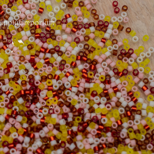 11/0 Miyuki Delica bead mix Banana Split Mix85 yellow pink white mixed seed beads bright dessert tones