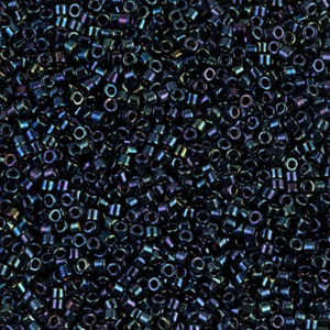 DB2 Metallic Dark Blue Iris 11/0 Miyuki Delica beads in shimmering metallic dark blue cylinder seed beads