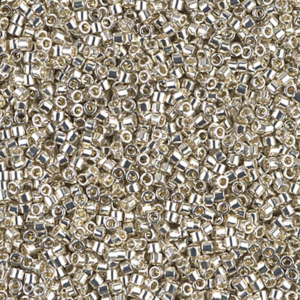 DB42 Silver Lined Gold 11/0 Miyuki Delica beads in shimmering silver lined gold cylinder seed beads