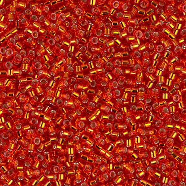 DB43 Silver Lined Flame Red 11/0 - Quantity: 5 grams
