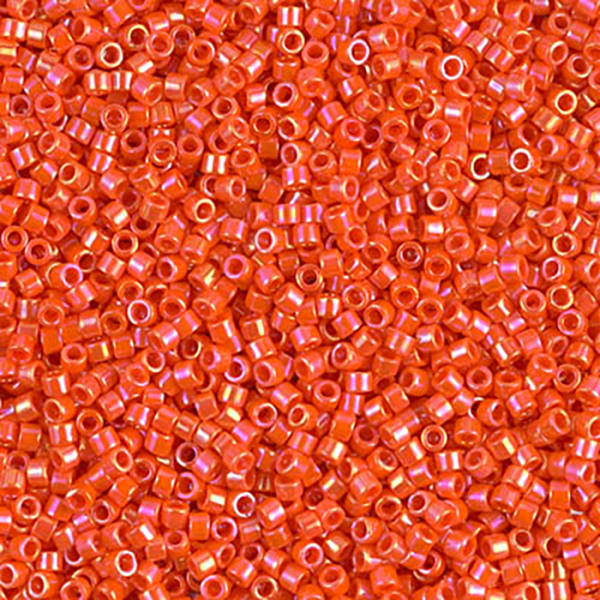 DB161 Opaque Orange AB Delica 11/0 - Quantity: 5 grams