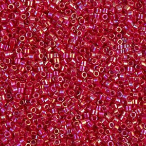 DB162 Opaque Red AB 11/0 Miyuki Delica beads bright red AB cylinder seed beads 5 grams