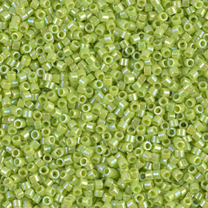 DB169 Opaque Chartreuse AB 11/0 Miyuki Delica beads in shimmering chartreuse green cylinder seed beads