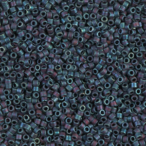 DB325 Matte Metallic Blue Iris 11/0 Miyuki Delica beads in deep metallic blue with iridescent violet and bronze undertones