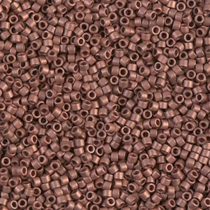 DB340 Matte Copper Plated 11/0 Miyuki Delica beads in warm copper metallic tones with a soft matte plated finish