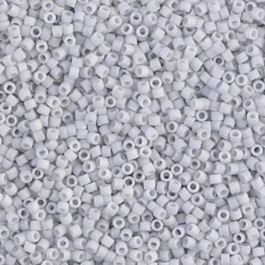 DB357 Matte Opaque Pale Blue Gray 11/0 Miyuki Delica beads in soft frosted pale blue gray cylinder seed beads