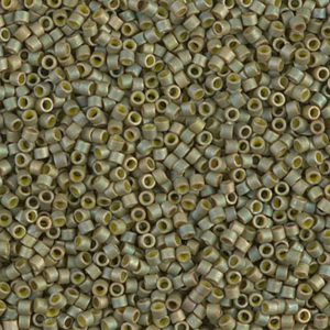 DB372 Matte Opaque Light Olive Luster 11/0 Miyuki Delica beads in soft olive green with subtle golden luster finish