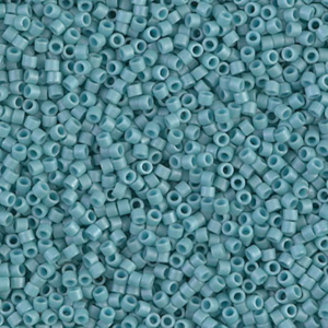 DB375 Matte Op Turquoise Blue Luster 11/0 Miyuki Delica beads in soft turquoise blue cylinder seed beads