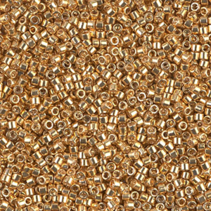 DB410 Galvanized Yellow Gold 11/0 Miyuki Delica beads in metallic warm gold cylinder seed beads
