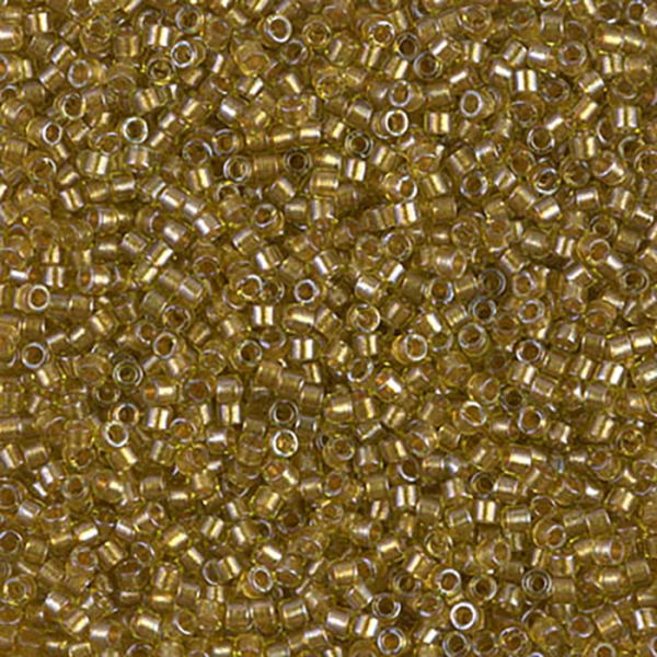 DB909 Sparkle Honey Beige Lined Chartreuse Delica 11/0 - Quantity: 5 grams