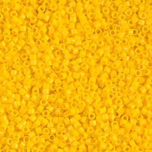DB1132 Opaque Canary 11/0 Miyuki Delica beads in bright cheerful canary yellow with vibrant sunny golden tones
