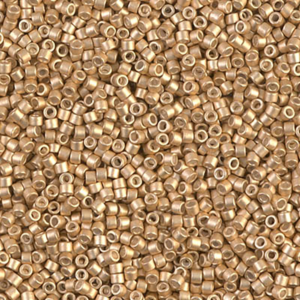 DB1153 Galvanized Semi Frosted Mead 11/0 Miyuki Delica beads in warm honey gold and champagne tones with a frosted metallic finish