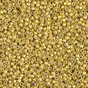DB1154 Galvanized Semi Frosted Zest 11/0 Miyuki Delica beads in bright metallic citrus yellow seed beads