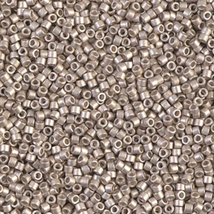DB1158 Galvanized Semi Frosted Light Smoky Amethyst 11/0 Miyuki Delica beads in soft metallic smoky lavender gray cylinder seed beads