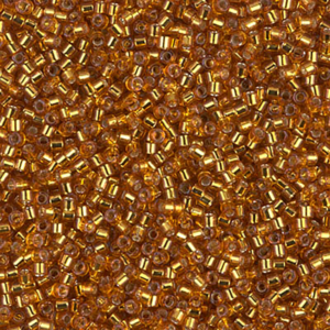 DB1201 Silver Lined Marigold 11/0 Miyuki Delica beads in vibrant golden orange silver lined cylinder seed beads
