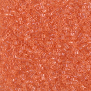 DB1411 Transparent Peach 11/0 Miyuki Delica beads in soft peach, apricot, and warm coral tones with a transparent finish
