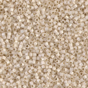 DB1451 Silver Lined Pale Cream Opal 11/0 Miyuki Delica beads in soft creamy ivory and champagne tones with a luminous finish