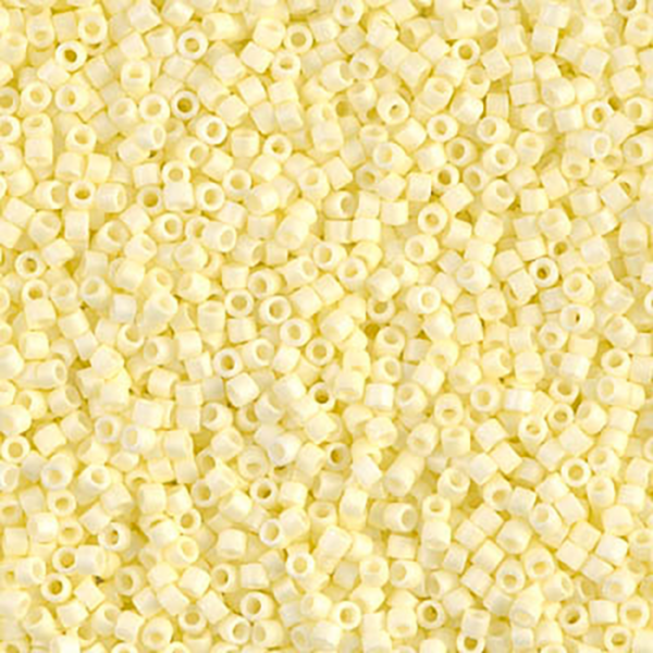 DB1521 Matte Opaque Pale Yellow AB Delica 11/0 - Quantity: 5 grams