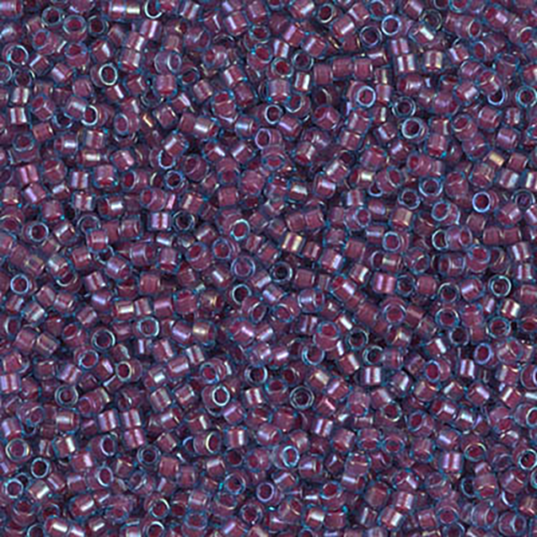 DB1758 Hot Pink Lined Aqua AB Delica 11/0 - Quantity: 5 grams
