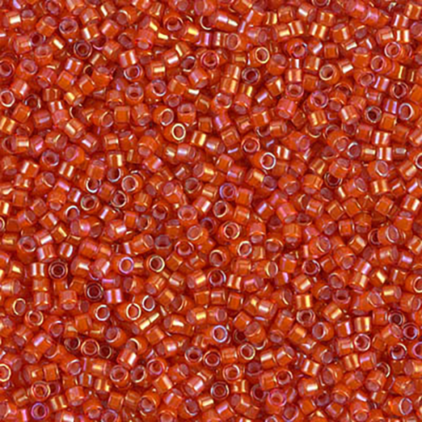 DB1780 White Lined Flame Red AB Delica 11/0 - Quantity: 5 grams