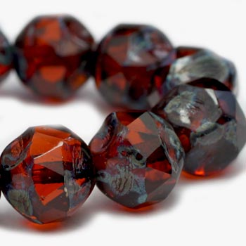 8mm Bottle Brown Czech Central Cut Baroque - 15 pieces - 2411 - Image 2