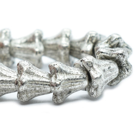 5x6mm Antique Silver Czech Bell Flower - 30 pieces - 5148R