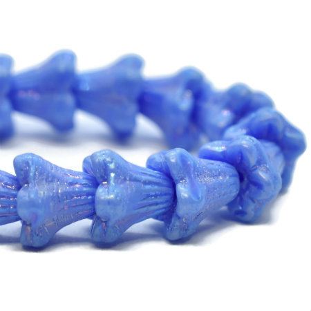 5x6mm Indigo AB Czech Bell Flower - 30 pieces - 1054RR