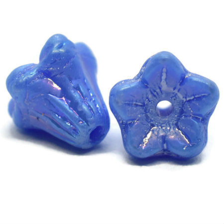 5x6mm Indigo AB Czech Bell Flower - 30 pieces - 1054RR - Image 2
