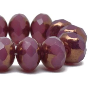 6x8mm Czech Rondelle Beads Dark Rosewood with Gold