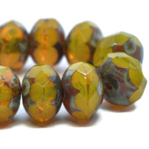6x8mm czech rondelle beads dandelion picasso