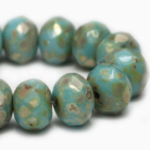 5x7mm Czech rondelle beads in Blue Turquoise Picasso