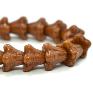 5x6mm Czech Bell Flower Beads Metallic Burnt Orange