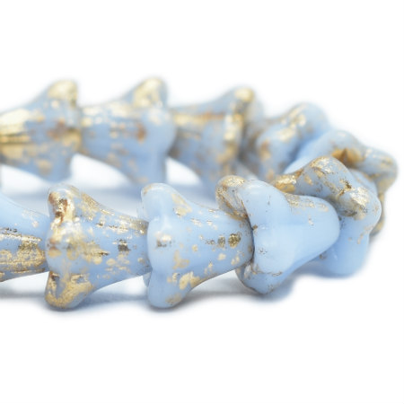 5x6mm Periwinkle W Gold Czech Bell Flower - 30 pieces - 6553