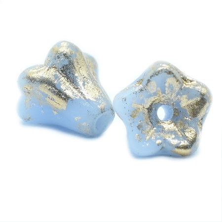 5x6mm Periwinkle W Gold Czech Bell Flower - 30 pieces - 6553 - Image 2