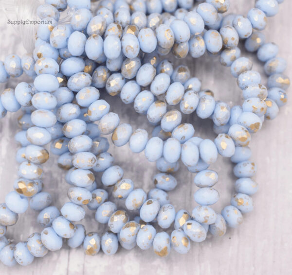 3X5mm Periwinkle with Gold Czech Rondelle - 30 pieces - 1079R - Image 3