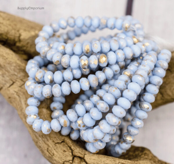 3X5mm Periwinkle with Gold Czech Rondelle - 30 pieces - 1079R