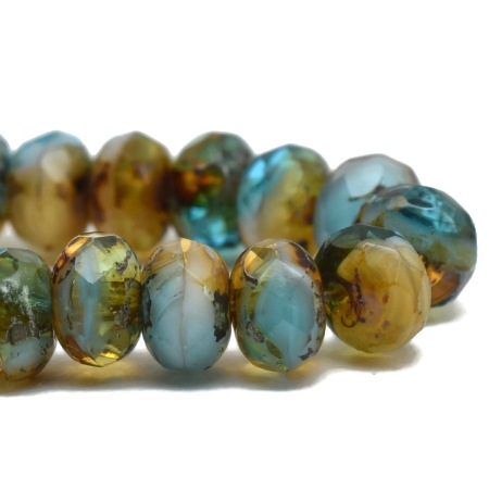 3X5mm Pacific Blue Topaz White Czech Rondelle - 30 pieces - 2737R - Image 4