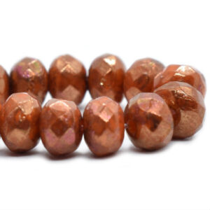 3x5mm czech rondelle beads burnt orange copper finish