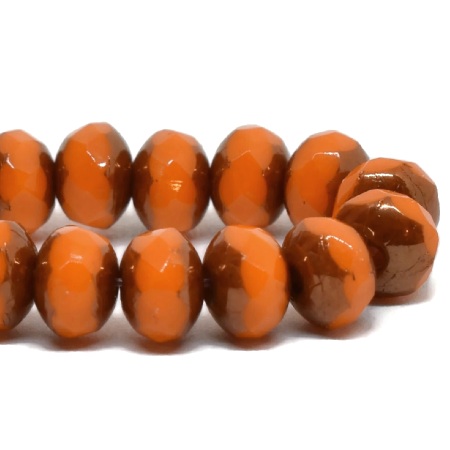 3X5mm Bright Orange w/Bronze Czech Rondelle - 30 pieces - 3388 RA