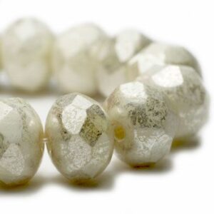 6x8mm Czech rondelle beads in Ivory Mercury Czech glass beads