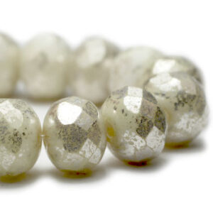 7x5mm mercury ivory Czech rondelle glass beads