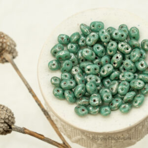 2.5x5mm Czech SuperDuo 2-Hole Beads Turquoise Green Picasso