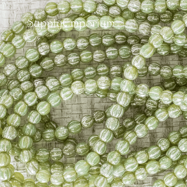 4mm Lime Green Mercury Czech Glass Melon Round - 50 Pieces - 1403 - Image 5