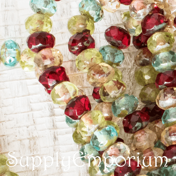 Czech Rondelle Beads – Transparent Picasso Mix – 3x5mm (30 Pieces) 1644