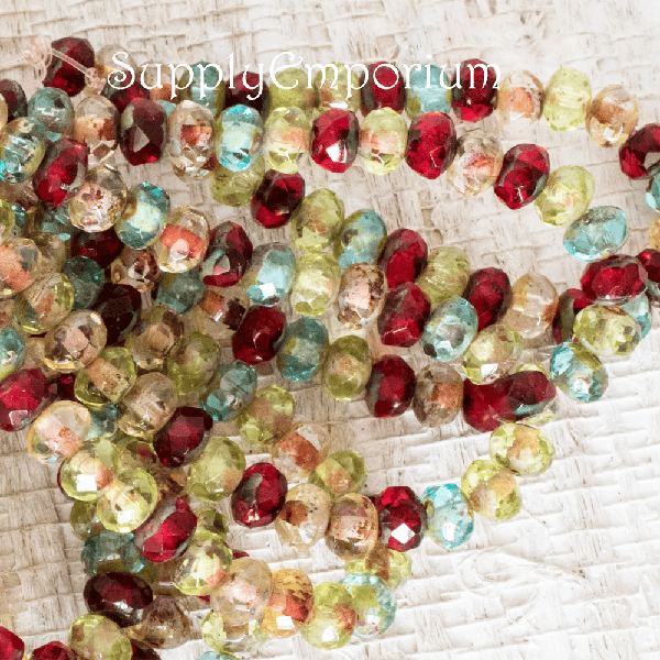 Czech Rondelle Beads – Transparent Picasso Mix – 3x5mm (30 Pieces) 1644 - Image 2