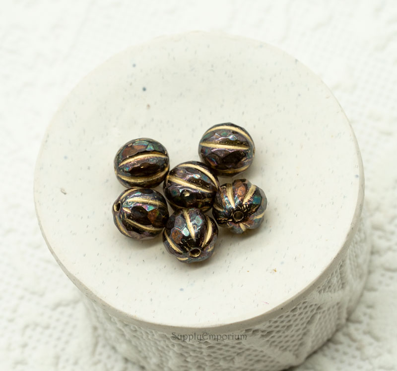 Gold Wash Bronzed Topaz Czech Faceted Melon Round, 8mm - 6 Pieces - 1657RA - Image 6