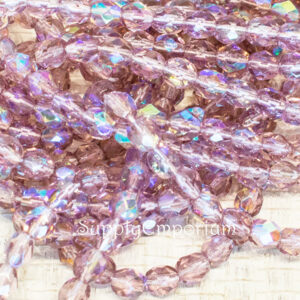 4mm light amethyst AB Czech fire polish round beads