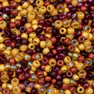 6/0 seed bead mix in red, orange, yellow, and tropical tones